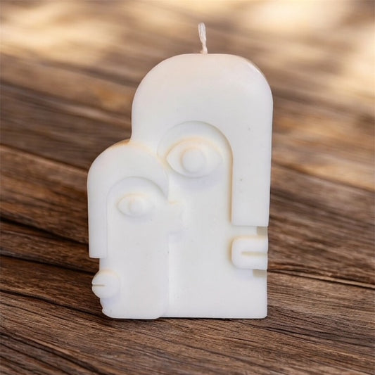 Bougie Artisanale Minimaliste – Visage Sculptural au Parfum Fleur de Coton